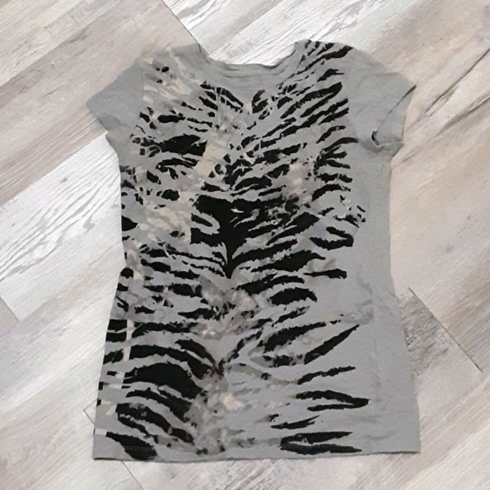 Grey Top with Black Zebra-Type Design